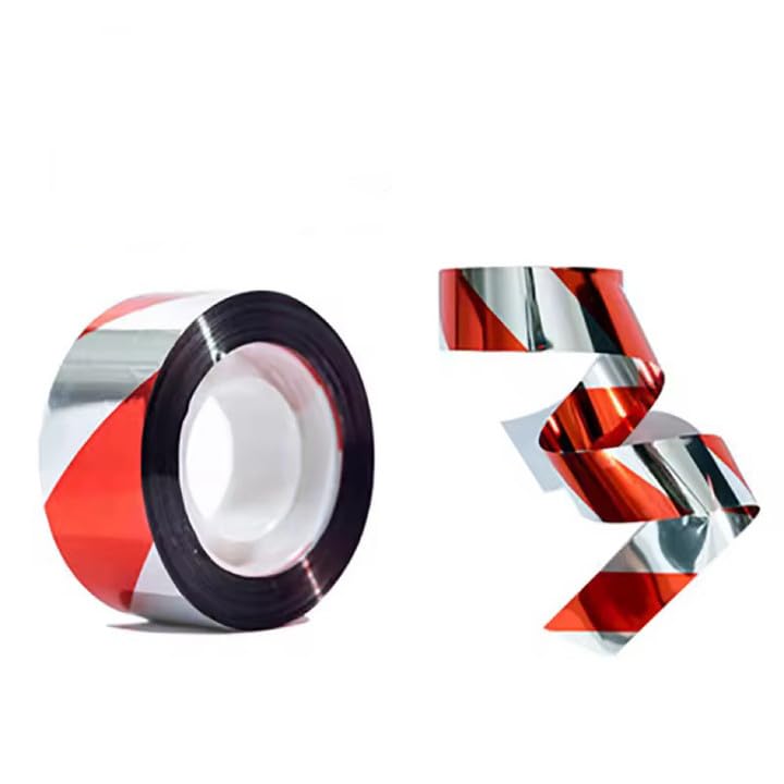ORTIZA® Bird Scare Reflective Tape Ribbon - Outdoor Pigeon Repellent - Double Sided Red/Silver Reflective Birds Repellent for Balcony, Garden - Adjust DIY Gulls Crows Repellent Tape (2.4CMx300M 1Roll) ORTIZA® Bird Scare Reflective Tape Ribbon - Outdoor Pigeon Repellent - Double Sided Red/Silver Reflective Birds Repellent for Balcony, Garden - Adjust DIY Gulls Crows Repellent Tape (2.4CMx300M 1Roll)